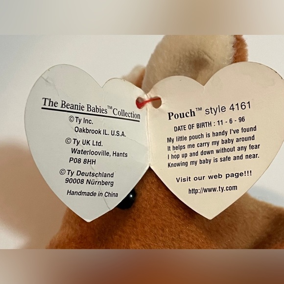 Ty Beanie Babies Pouch The Kangaroo w/ baby kanga PVC Pellets RARE Retired - Picture 7 of 10